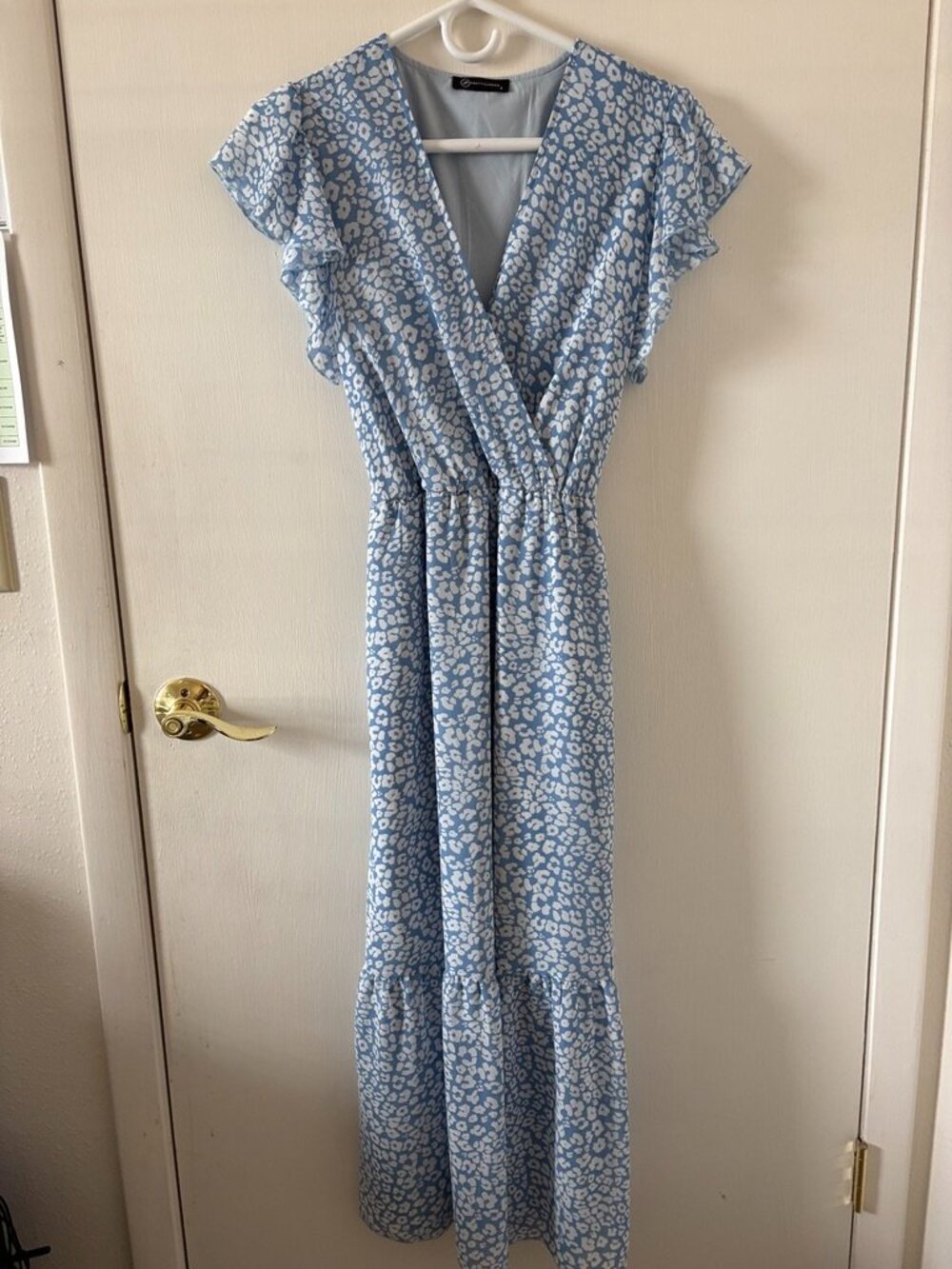 Floral Ruffle-Sleeve Short Sleeve Wrap Tie Dress